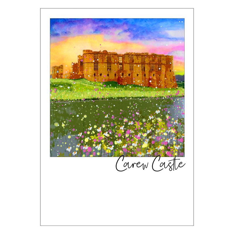Carew Castle Art Postcard