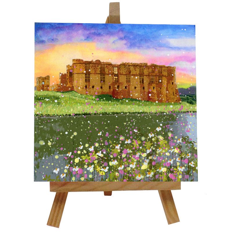 Carew Castle Ceramic tile with easel