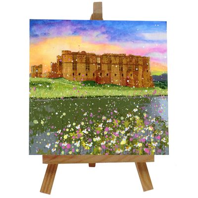 Carew Castle Ceramic tile with easel
