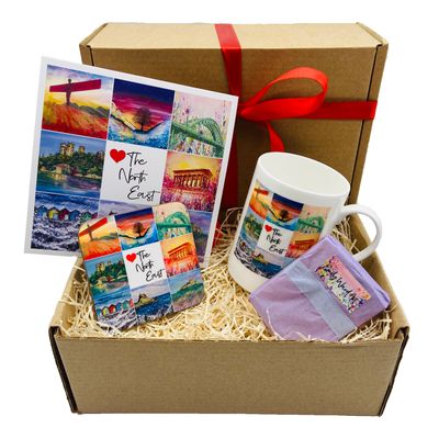 North East Gift Box - Bone China Cup, Coaster, Greetings Card and Soap