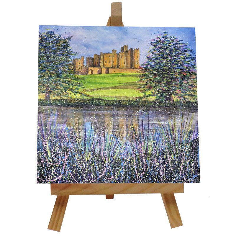 Alnwick Castle Summer Ceramic tile with easel