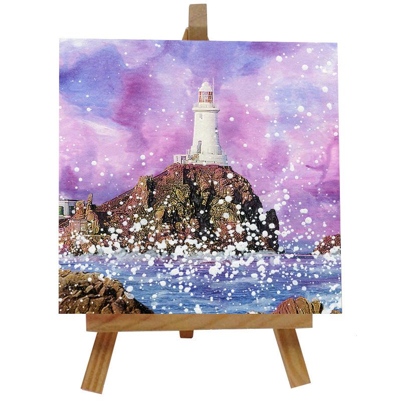 Corbiere Lighthouse Ceramic tile with easel