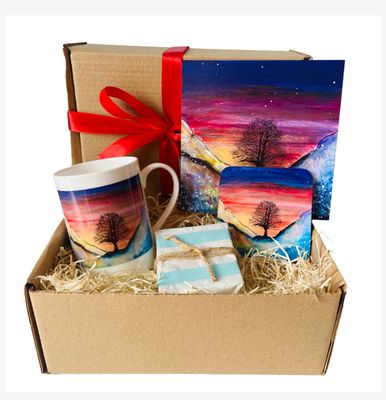 Gift box - Sycamore Gap- Bone China Cup, Coaster, Greetings Card and Soap