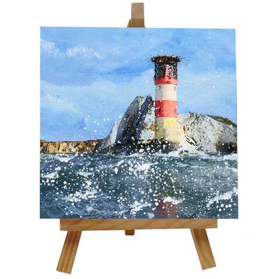 The Needles Lighthouse Ceramic tile with easel