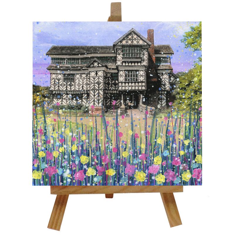 Little Moreton Hall Ceramic tile with easel