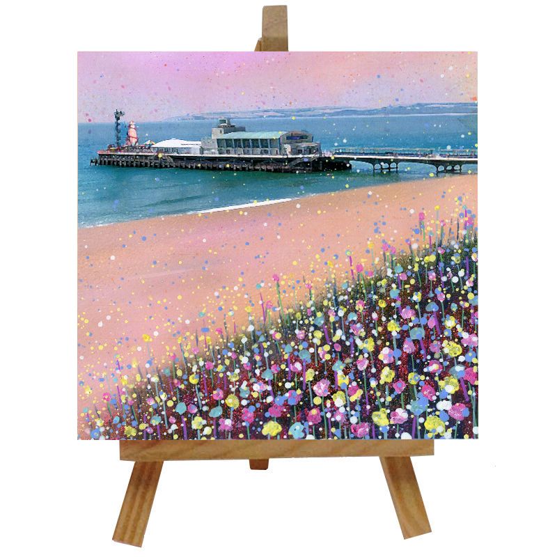 Bournemouth Pier Ceramic Tile with Easel