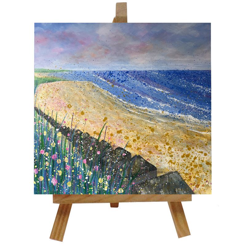 Druridge Bay Ceramic Tile with Easel