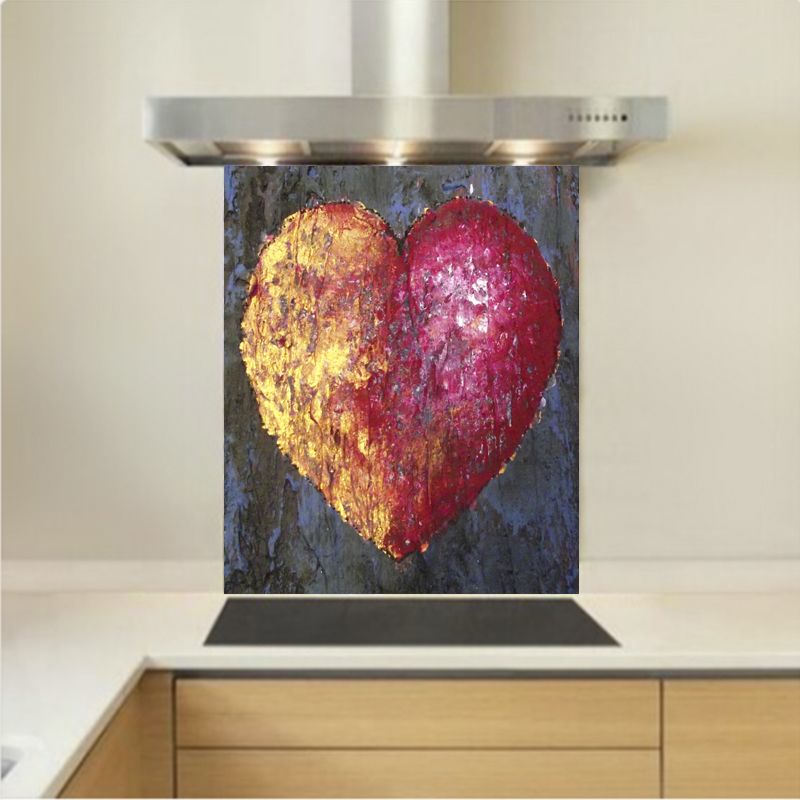 Art - Glass Kitchen Splashback - Love Gold