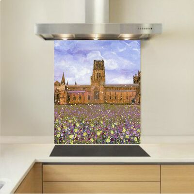 Art - Glass Kitchen Splashback - Durham Cathedral with Flowers