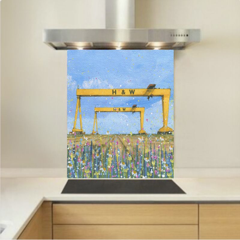 Art - Glass Kitchen Splashback - Harland and Wolff Cranes, Belfast