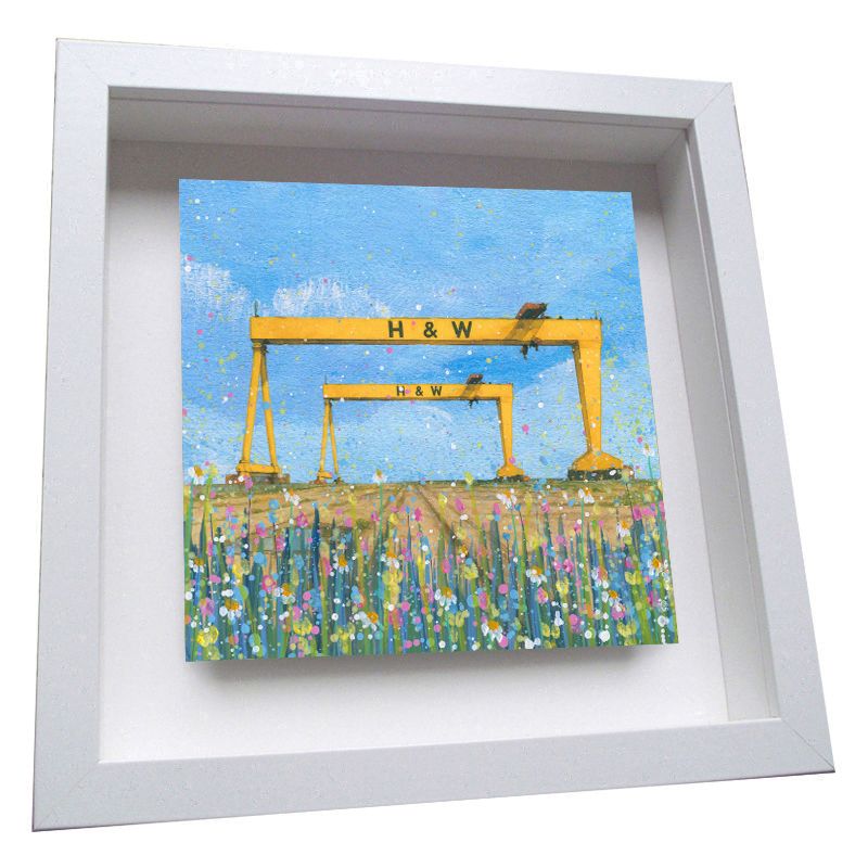 Harland  and Wolff Cranes Framed Ceramic Tile