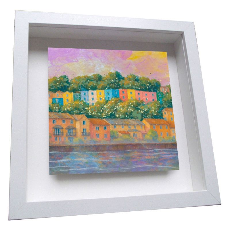 Cliftonwood Coloured Houses, Bristol Framed Ceramic Tile