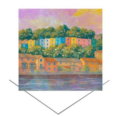Cliftonwood Coloured Houses, Bristol Greeting Card