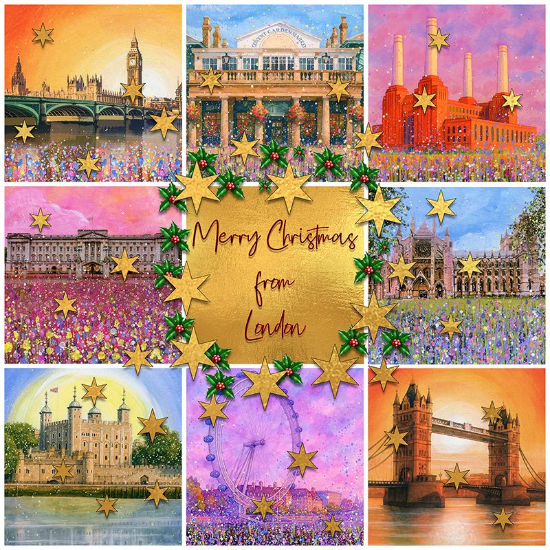 London Merry Christmas Cards - Pack of Six