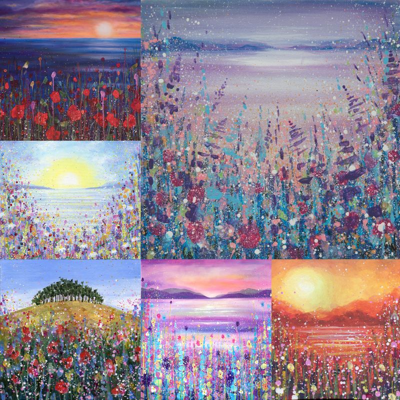 Pack of 6 Greeting Cards Mountains and Flowers