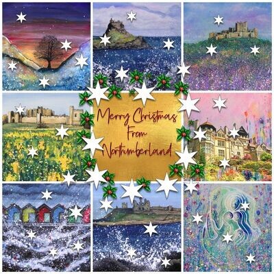 Northumberland Christmas Cards Gold - Pack of Six Northumberland Christmas Cards Gold - Pack of Six