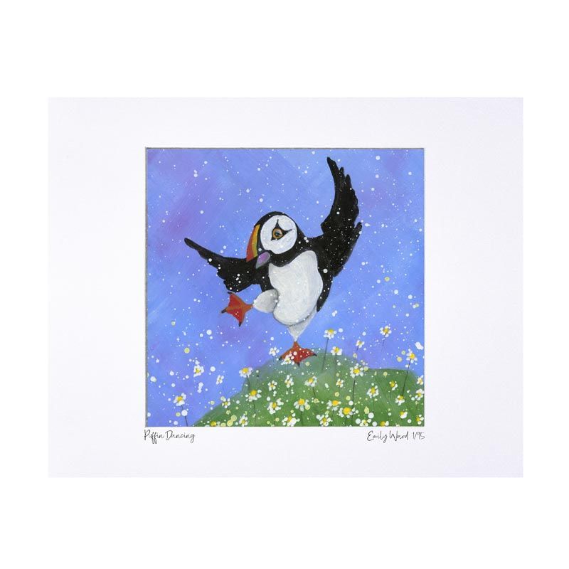 Puffin Dancing with the Daisies   - Limited Edition