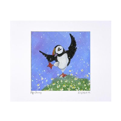 Puffin Dancing with the Daisies   - Limited Edition