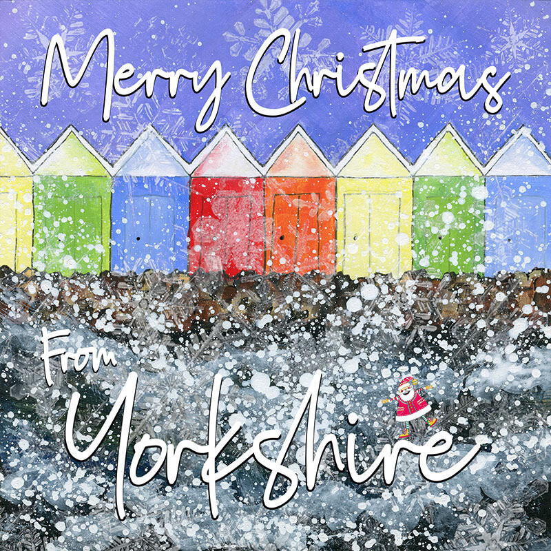 Scarborough Beach Huts Christmas Card. Pack of Six Scarborough Beach Huts Christmas Card. Pack of Six