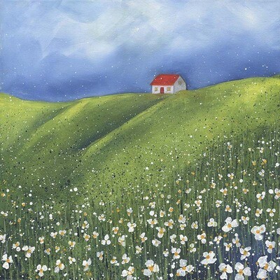 Cottage in the Daisies Canvas Print Cottage in the Daisies Canvas Print