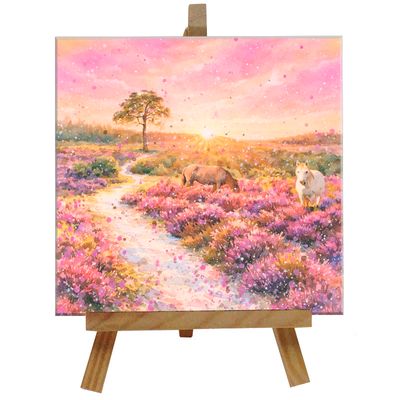 New Forest  at Sunset Tile with Easel