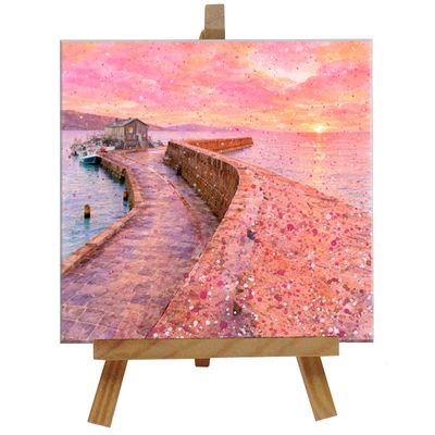The Cobb at Lyme Regis Tile with Easel