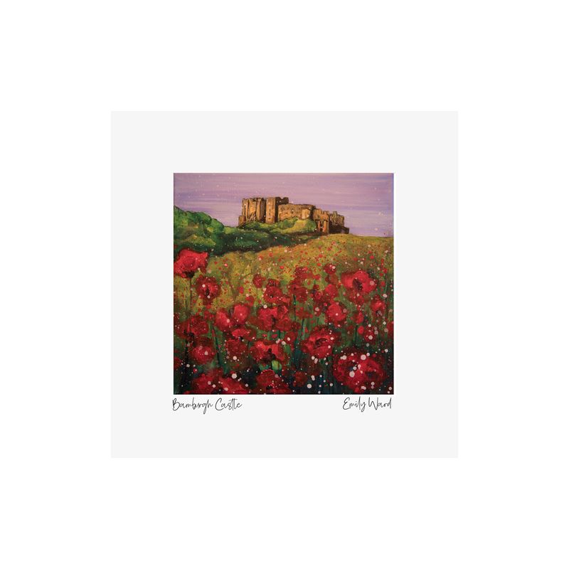 Bamburgh Castle with Poppies Square Open Edition Print