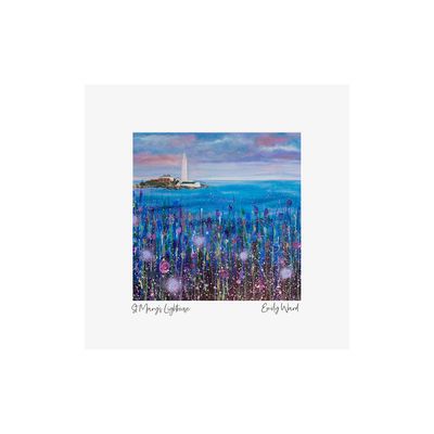St Mary's Lighthouse, Blue Square Open Edition Print St Mary's Lighthouse, Blue Square Open Edition Print