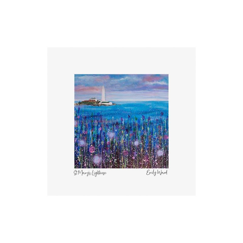 St Mary's Lighthouse, Blue Square Open Edition Print St Mary's Lighthouse, Blue Square Open Edition Print