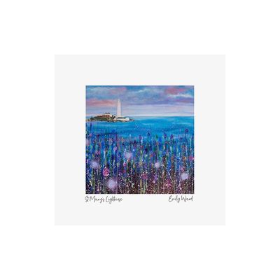St Mary's Lighthouse, Blue Square Open Edition Print St Mary's Lighthouse, Blue Square Open Edition Print