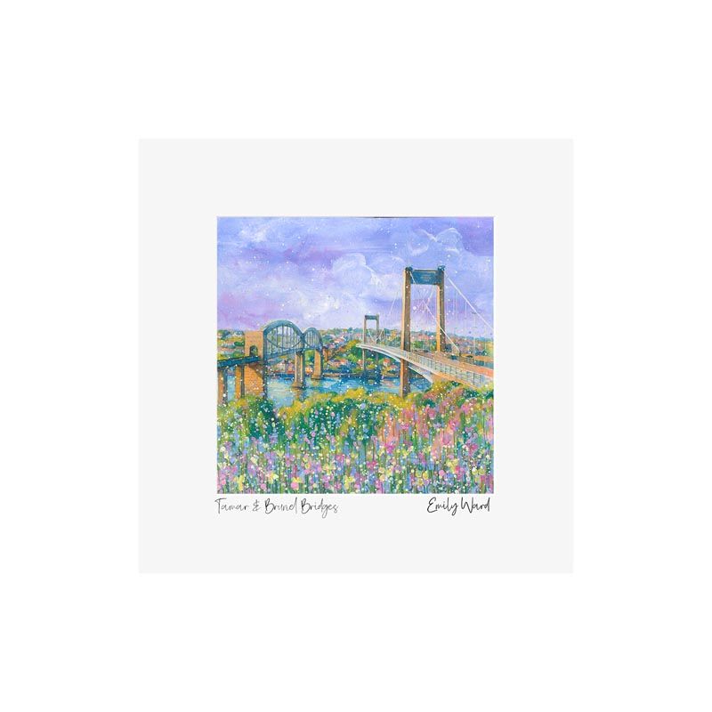 Tamar and Brunel Bridges Square Open Edition Print