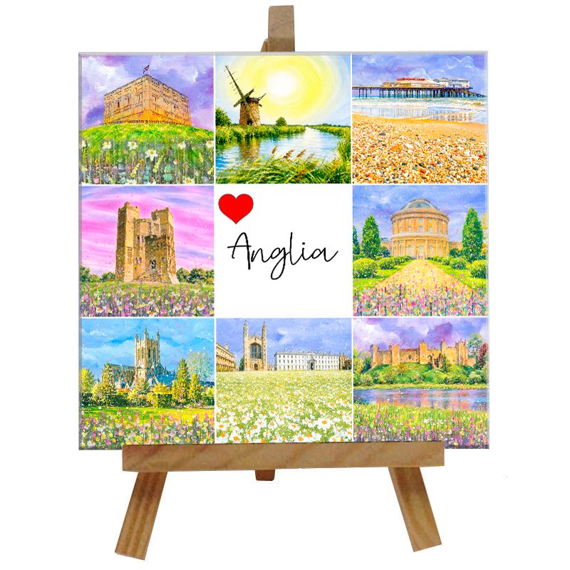 Love Anglia Ceramic tile with easel