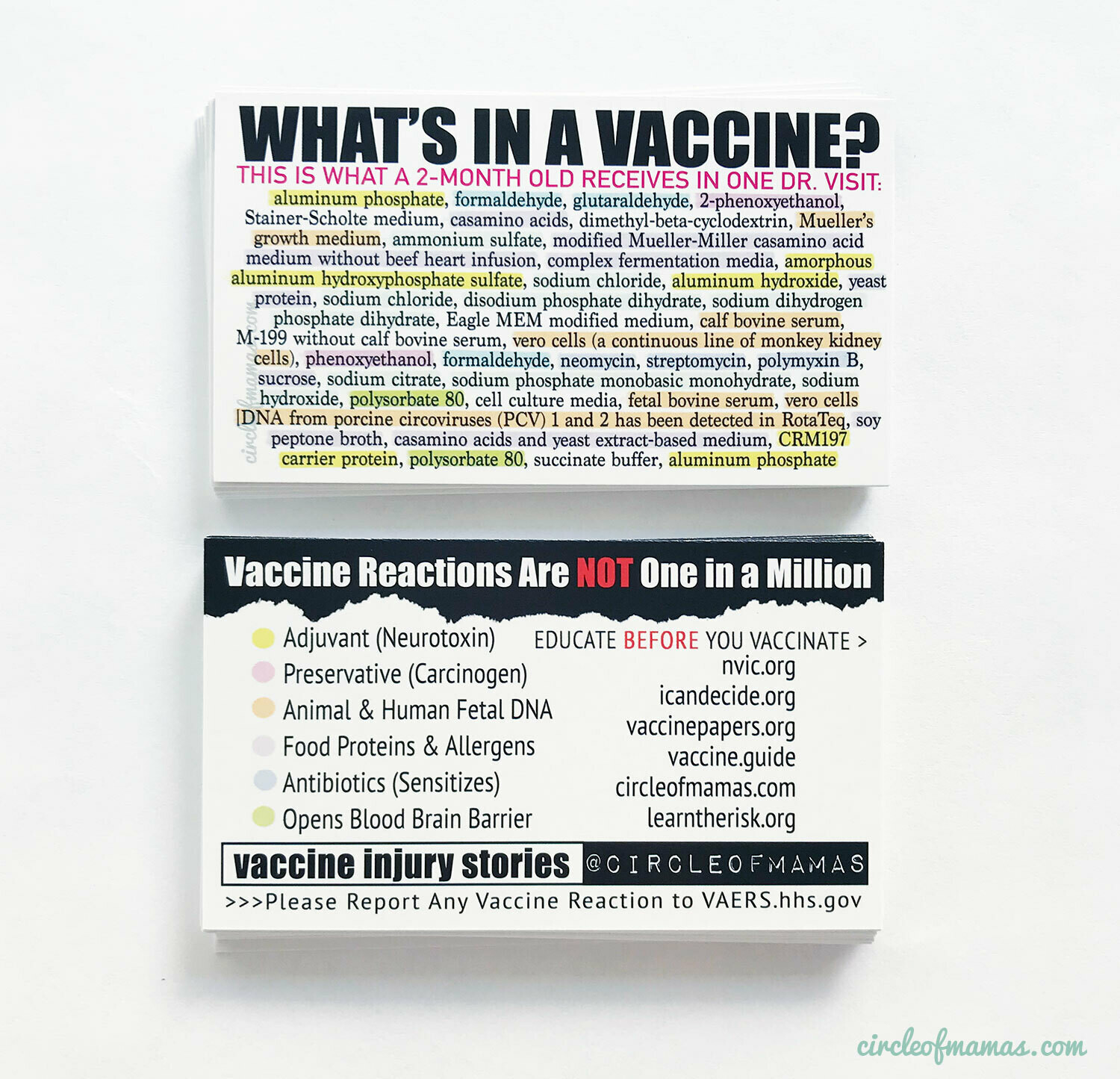 Info Cards - What&#39;s In A Vaccine? (qty. 100)
