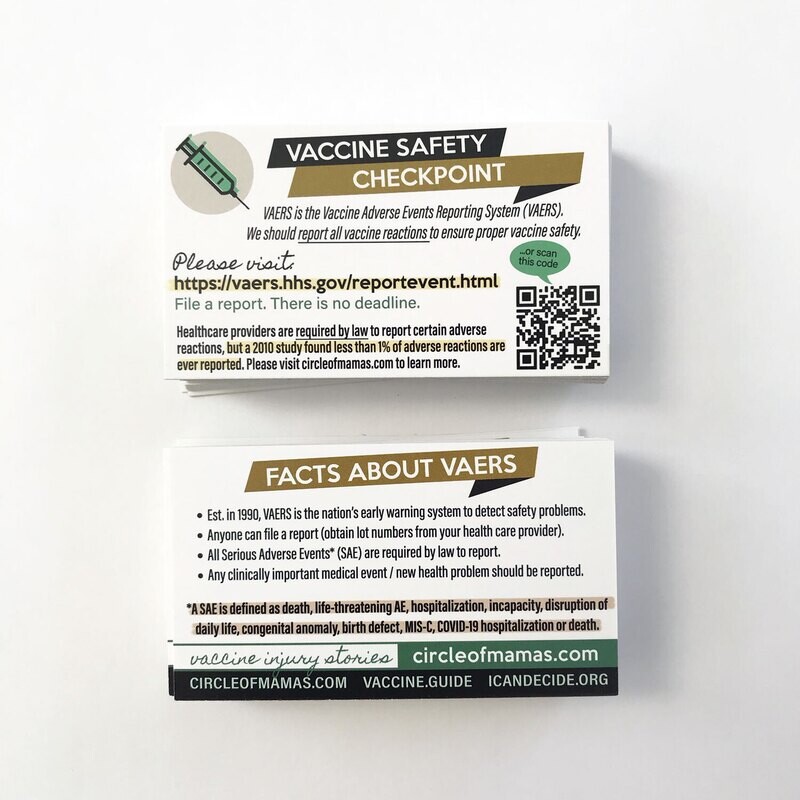 Info Cards - VAERS Info Cards (qty. 100)