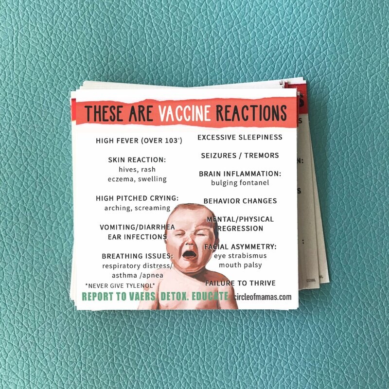 Info Cards - Vaccine Reactions - (100 qty)