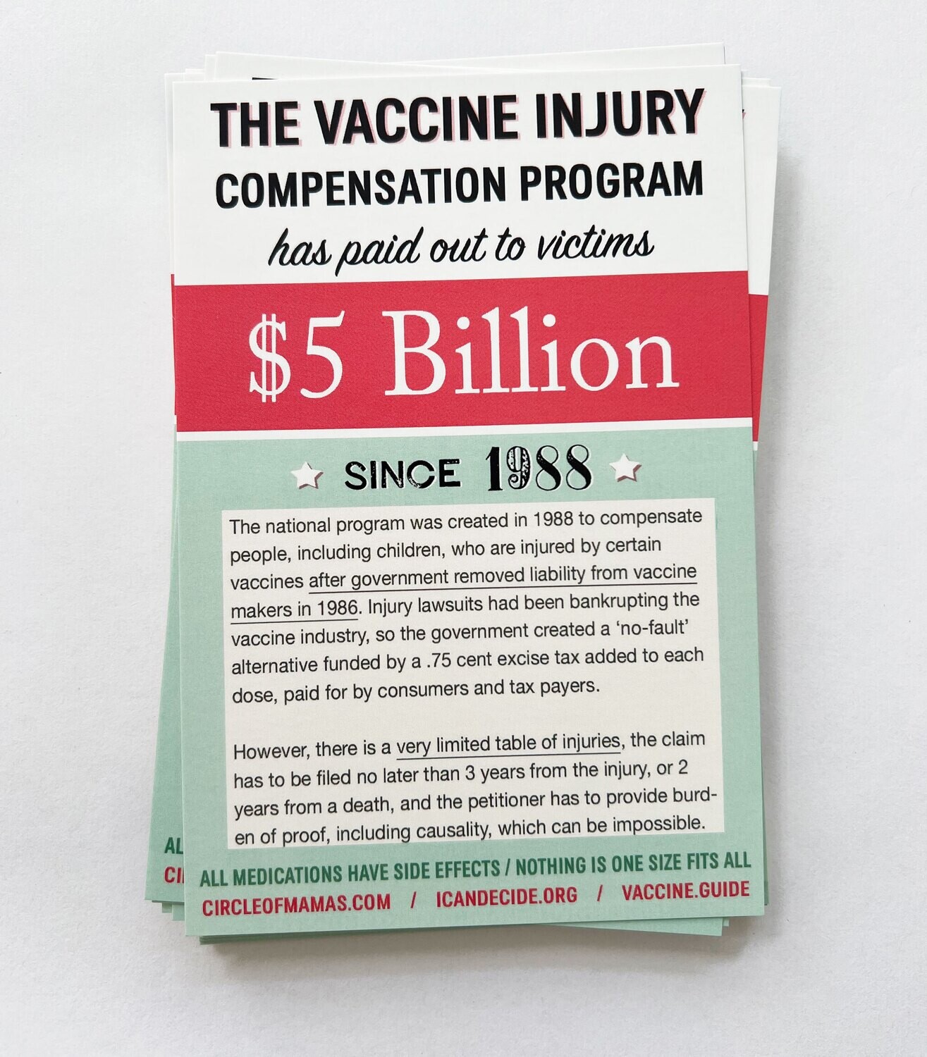 Postcards: Vaccine Injury Compensation / Vaccine Schedule (50 qty.)