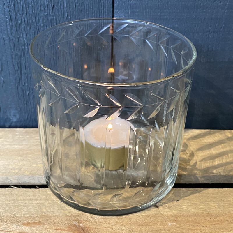 Etched Glass Hurricane Lamp