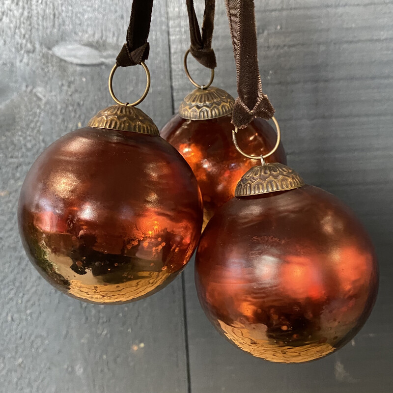 Pomegranate & Gold Glass Baubles