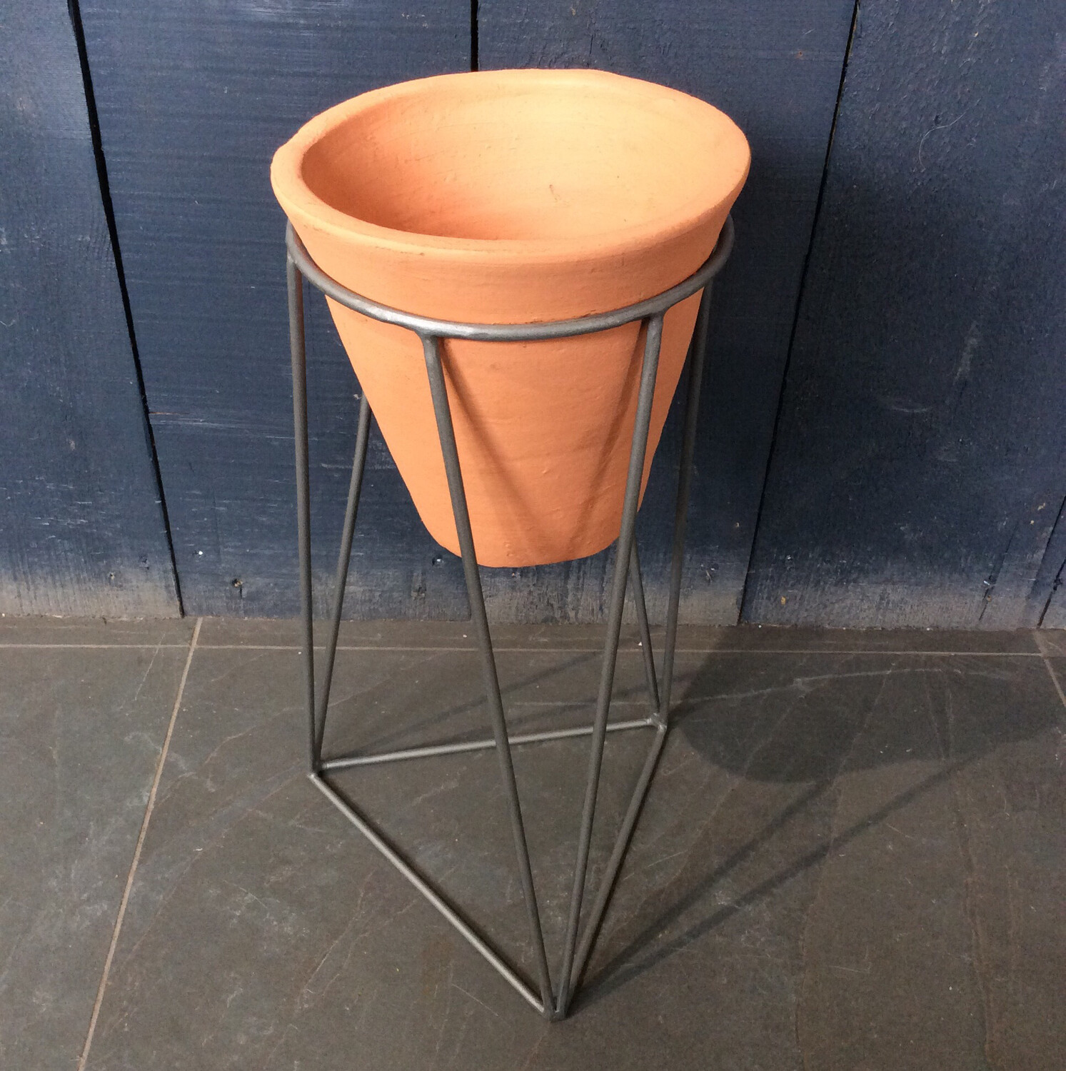 Small Terracotta And Iron Planter