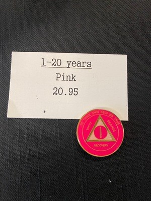 Pink and gold medallion years 1-20