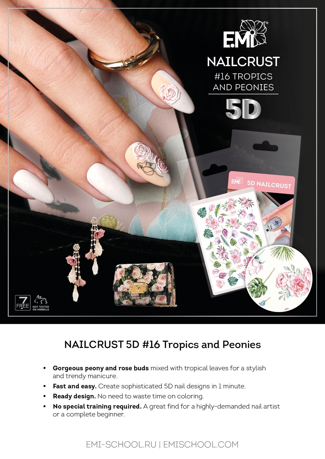 NAILCRUST 5D #16 Tropics &amp; Peonies