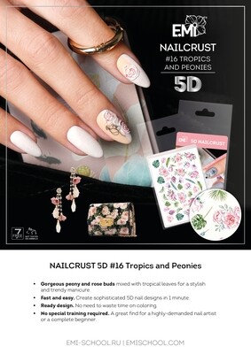 NAILCRUST 5D #16 Tropics &amp; Peonies