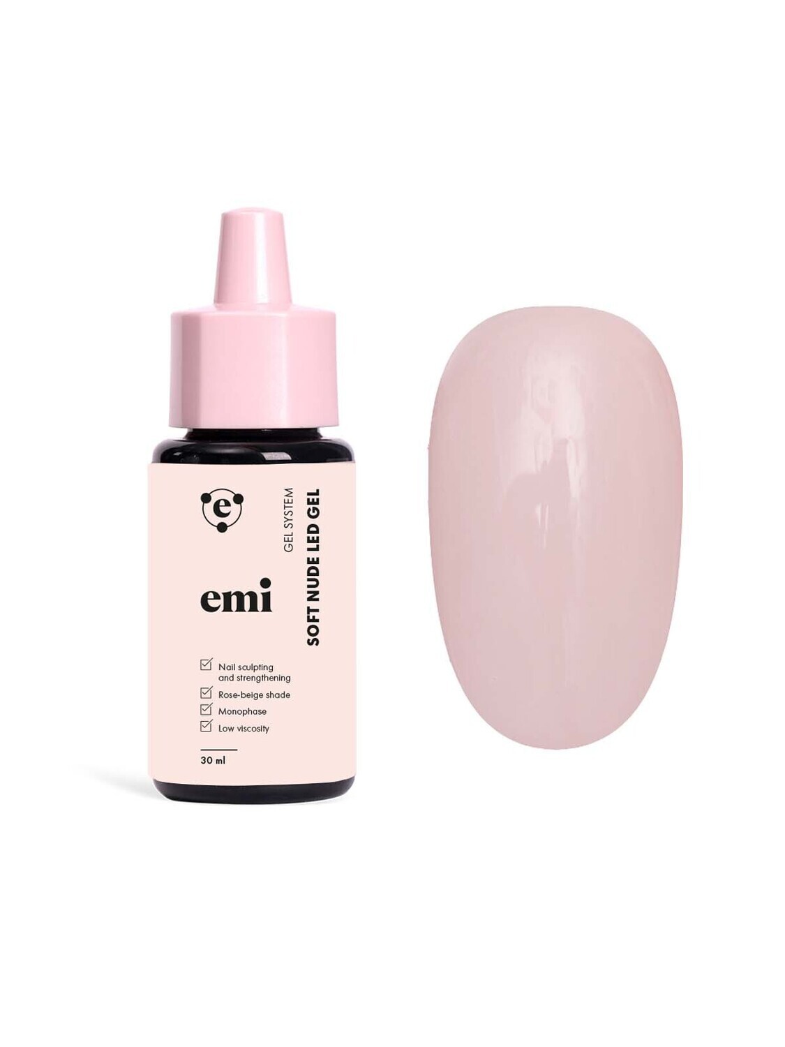 Soft Nude LED Gel in bottle, 30 ml.