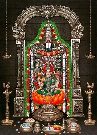 Lord Balaji and Goddess Lakshmi Picture Print with Frame