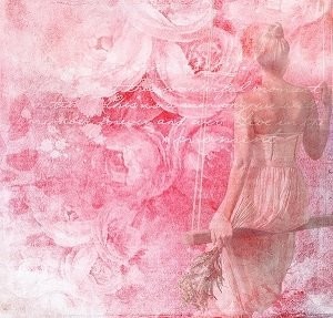 Women with Roses background Picture Print with Frame