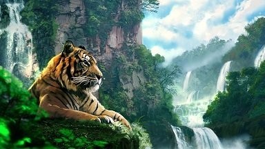 Tiger Art Picture Print with Frame