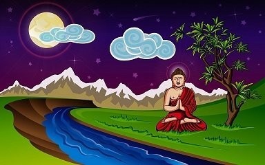 Lord Buddha Art Copy Print with Frame