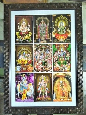 Lord Balaji, Shiva, Ganesh, Hanuman, Sri Krishna, Sai Baba & Goddess Lakshmi Photo Frame