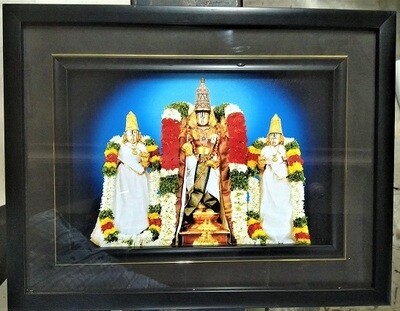 Lord Balaji with Goddess Sridevi & Bhudevi Picture Print with Frame