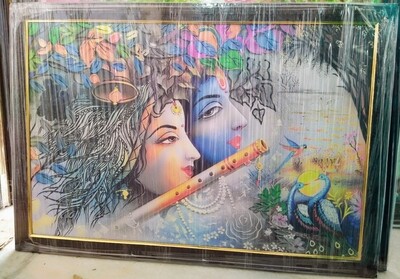 Lord Sri Krishna and Radha Devi Printed Art Copy Photo Frame